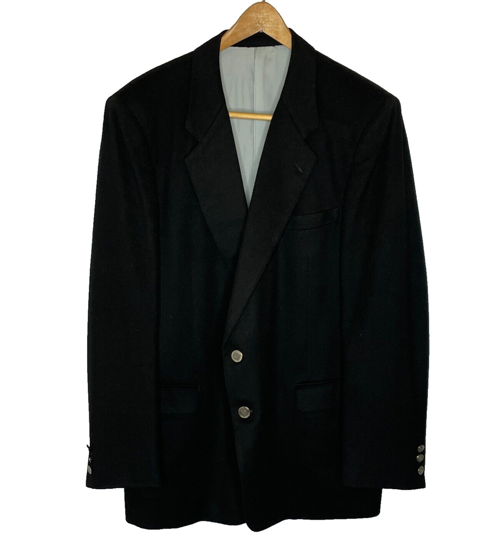 Men's 46R Vtg Biella Italy Black Wool/Cashmere Two Button Blazer